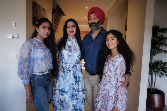Point Cook couple Paramdeep and Bhupinder Mata shifted their children Geet, 13, and Sehaj, 11, from the public system to a private school during the pandemic. 