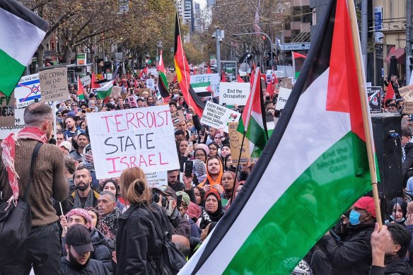 A pro-Palestinian protest in Melbourne in 2021.