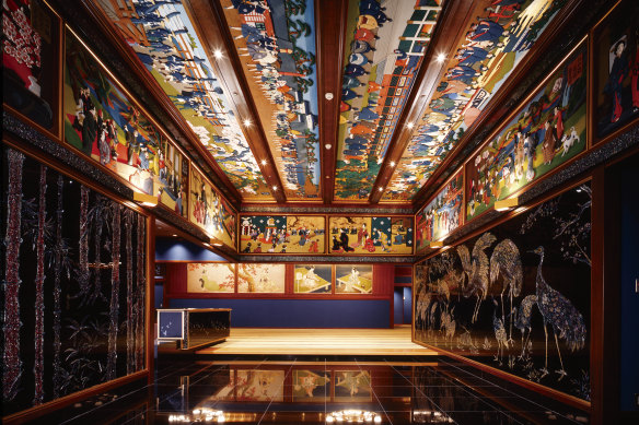Ornate artworks, including on the ceiling, adorn the hotel.
