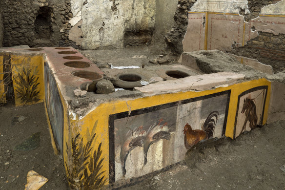 Archeologists have discovered some sort of snail, fish and mutton stew in the amphoras at the excavated snack bar in Pompeii. 