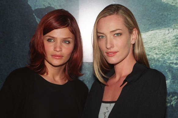 Helena Christensen with Tatjana Patitz in Los Angeles in 1997. Patitz died from breast cancer aged 56.