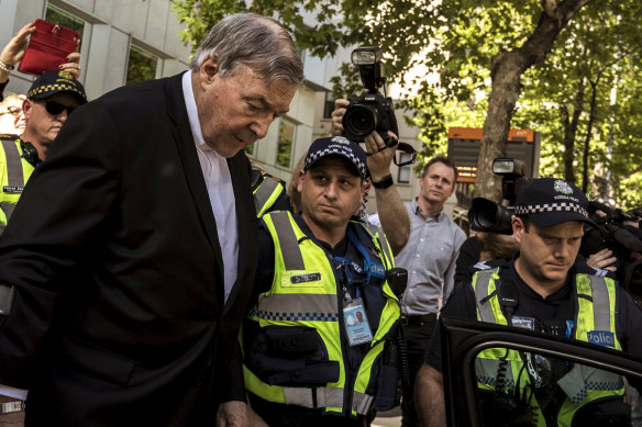 Cardinal Pell leaves the County Court in Melbourne after he was found guilty in December 2018 of sexually assaulting two boys., 