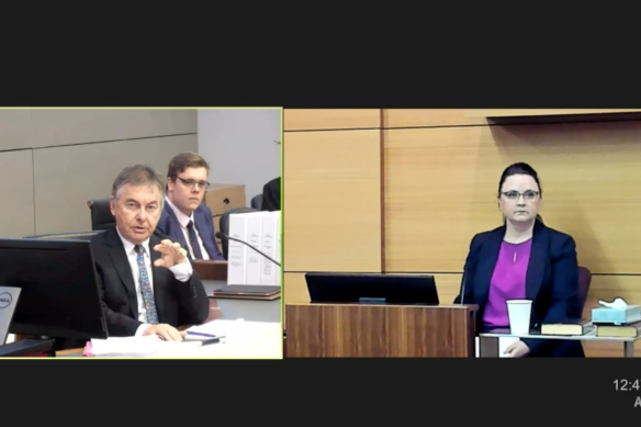 Commissioner Walter Sofronoff KC questions Forensic and Scientific Services senior scientist Kylie Rika during the hearing on Monday.