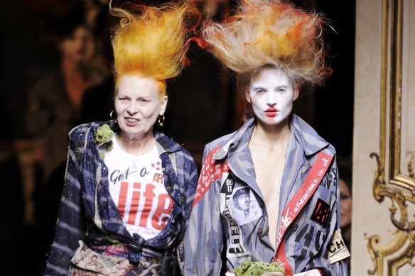 Vivienne Westwood walks the runway during the Vivienne Westwood fashion show as part of the Paris Fashion Week Spring/Summer 2010 at Hotel Pozzo di Borgo on October 2, 2009.