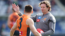 James Hird in action as an assistant coach at the Giants. 