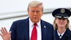 President Donald Trump heads from Marine One to Air Force One en route to the G7 Summit in Canada.