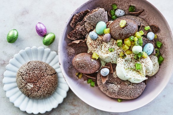 Easter mess with cocoa meringues.
