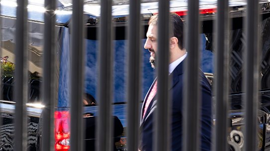 Sharaa arrives at the West Entrance of the White House to meet with Trump.