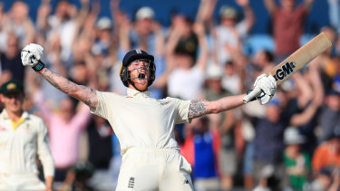 England's Ben Stokes celebrates winning the third Test. 