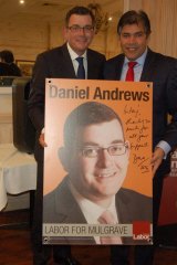 Khan with Premier Daniel Andrews during his time as a Labor councillor in Melbourne’s west.