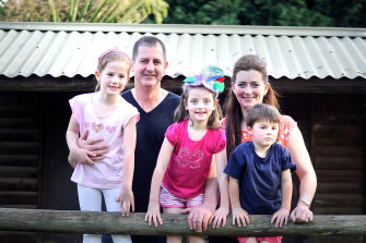 Lyon, wife Kirsten and kids Nikita 6, Annecy 4 and Jai 3 after his appointment to Fremantle in September 2011.