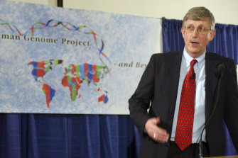 Dr. Francis Collins, director of the National Human Genome Research Institute, announces the successful completion of the human genome project in Bethesda, Maryland, US, in 2003.