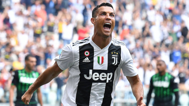 Relief: Cristiano Ronaldo has opened his Juventus account with a brace.