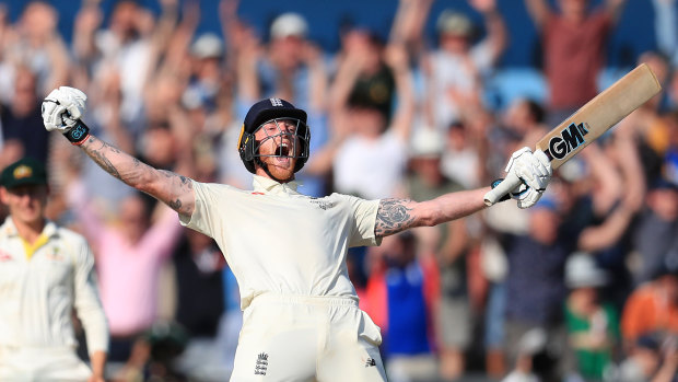 Sweet victory: England's Ben Stokes celebrates winning the third Ashes Test match. 