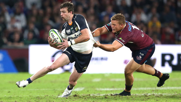 Mackenzie Hansen of the Brumbies makes a run during the Super Rugby Final at Suncorp Stadium.