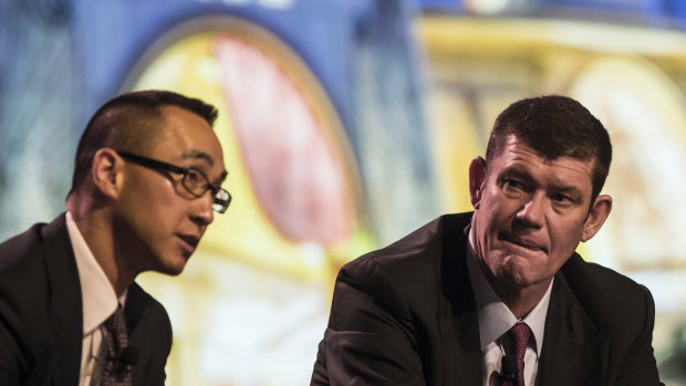 James Packer (right), pictured with Lawrence Ho, has been called to give evidence to the inquiry in the coming weeks. 
