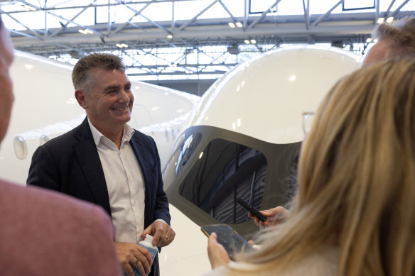 Qantas head of international Cam Wallace on a tour of Airnbus’ factory in Toulouse, France. 