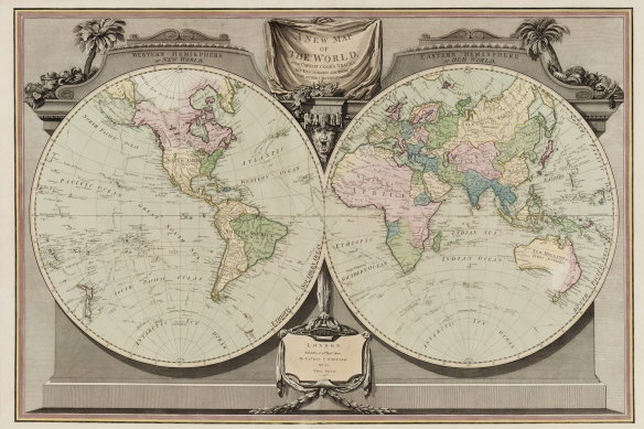 The 'New map of the World' in 1800, shows Cook's discoveries.