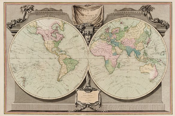 The 'New map of the World' in 1800, shows Cook's discoveries.