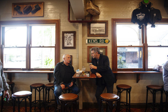 Mark Swivel has a beer in the Middle Pub in Mullumbimby. He is a mayoral candidate in the coming Byron Shire Council elections and is urging residents to get vaccinated in the northern NSW hippy town