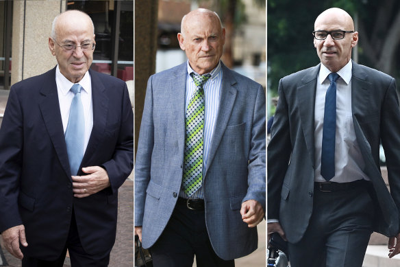 Eddie Obeid (left), Ian Macdonald and Moses Obeid (right) are facing jail after being convicted of corruption offences in 2021. 