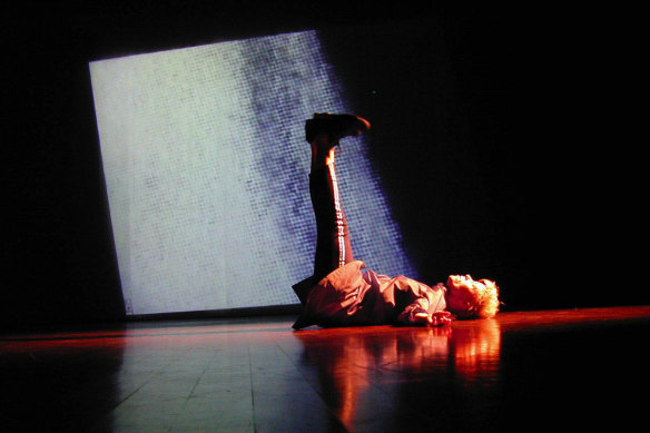 Tess de Quincey in her multi-art form performance Nerve 9.