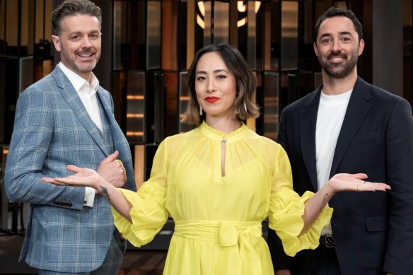 Jock Zonfrillo (left) with fellow MasterChef judges Melissa Leong and Andy Allen.