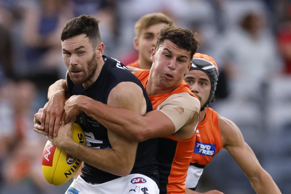 Mitch McGovern tweaked his ankle in the Blues’ pre-season win over the Giants.