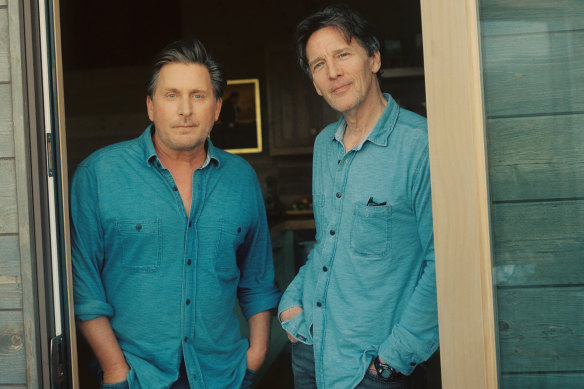 Emilio Estevez and Andrew McCarthy in the documentary <i>Brats</i>.