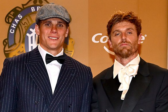 Sydney stars Charlie Curnow and Dane Rampe at this year’s Brownlow count.