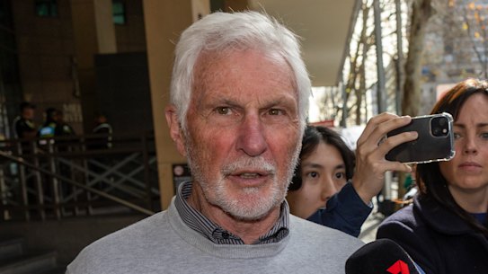 Mick Malthouse leaves Melbourne Magistrates' Court after giving evidence on Monday.