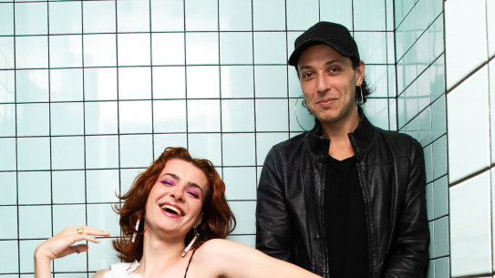 Director Dino Dimitriadis and cast member Janet Anderson.