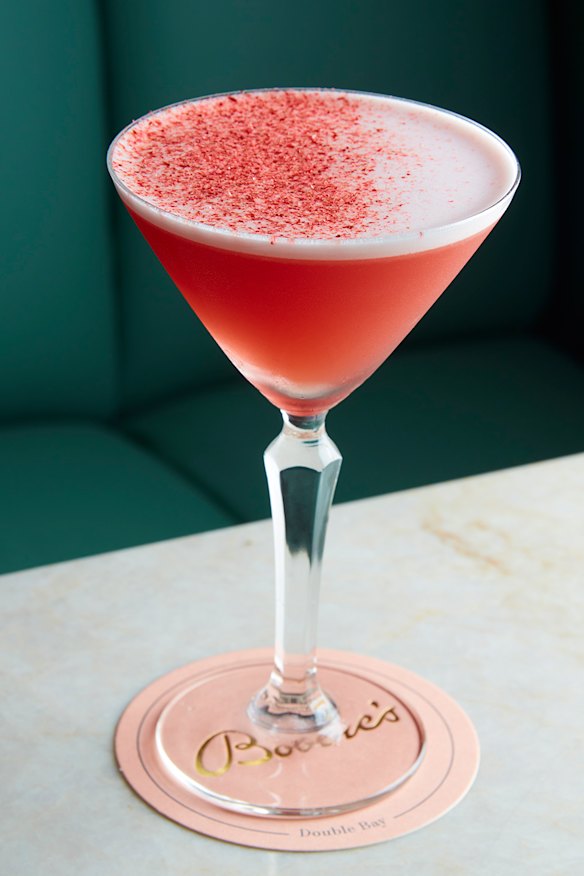 Watermelon and basil French Martini at Bobbie’s in Double Bay.