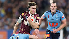 Cameron Munster runs the ball at the MCG.