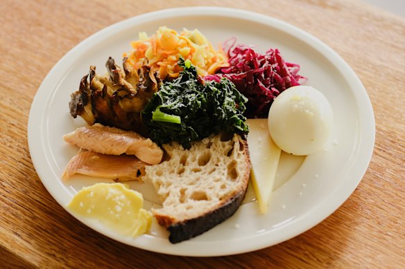 Sunhands cafe’s wholesome breakfasts showcase vegetables grown nearby.