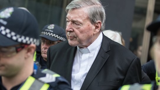 George Pell outside court last year.