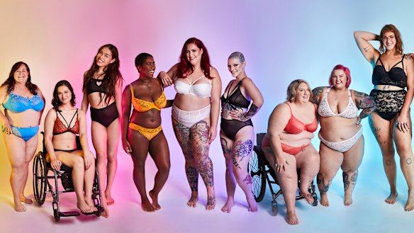 A section of the photo shoot conceived by Lori Swanton (second from right) and Jaimie Brasier (centre) of We Are Living Cute aimed at celebrating and promoting greater body diversity in advertising.
