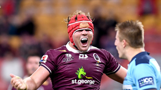 Queensland's Harry Wilson celebrates during the last clash between the sides. 