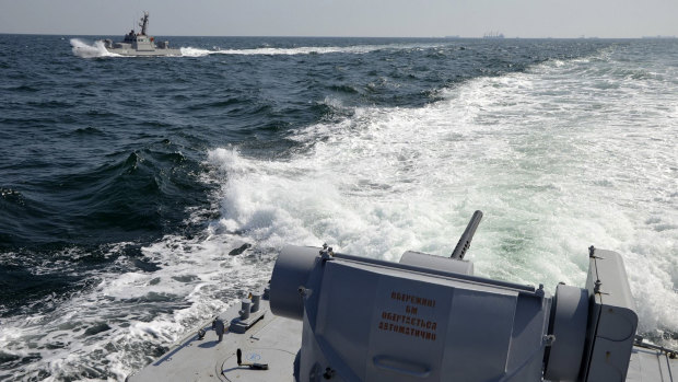 The Ukrainian navy says a Russian coast guard vessel rammed a Ukrainian navy tugboat near Crimea, damaging the ship's engines and hull. 
