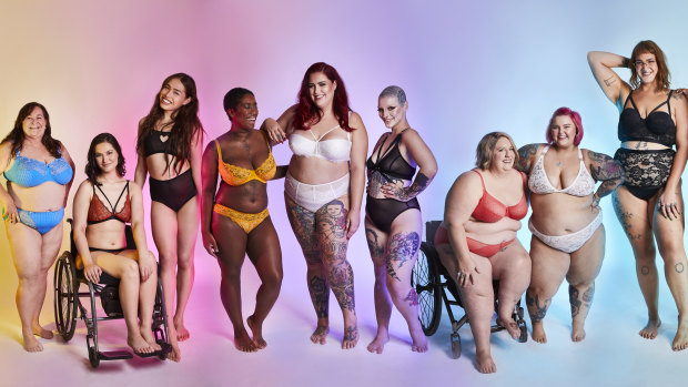 A section of the photo shoot conceived by Lori Swanton (second from right) and Jaimie Brasier (centre) of We Are Living Cute aimed at celebrating and promoting greater body diversity in advertising.
