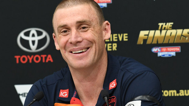 All smiles: Simon Goodwin after the Demons' big win.