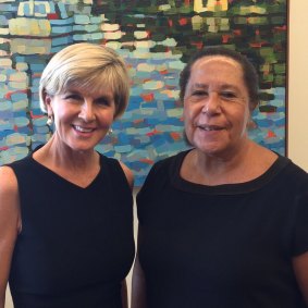 Dame Meg Taylor with then foreign minister Julie Bishop at a meeting in February to discuss Pacific nation issues.