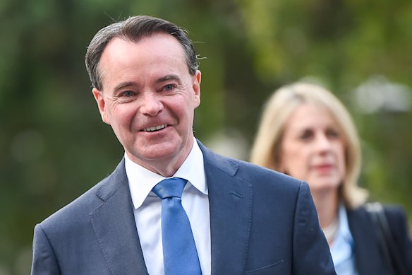 Michael O’Brien walking into the Victorian parliament earlier this year.