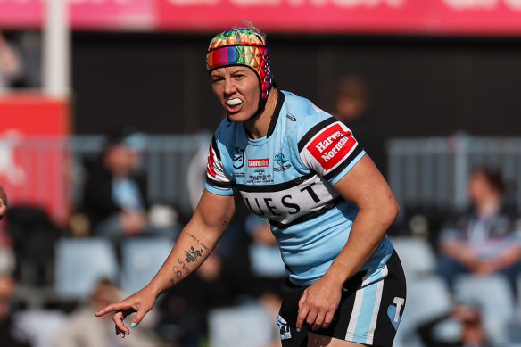 Former Australian Sevens captain Sharni Smale wearing Cronulla colours for the first time.