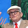 The artist at the opening of his 2016 exhibition David Hockney: Current at the National Gallery of Victoria.