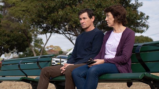 Jon and Meryn O’Brien sit on the bench at their son Jack’s soccer club which was dedicated to him.
