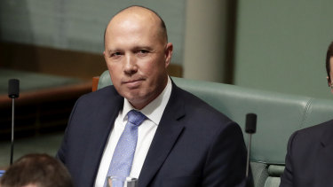 Former home affairs minister Peter Dutton on the backbench in question time on Wednesday.