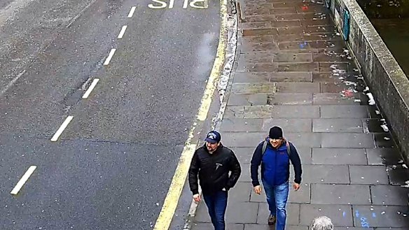 Just two guys out looking for some nice historic cathedrals. Ruslan Boshirov and Alexander Petrov walk on Fisherton Road, Salisbury on March 4, 2018.