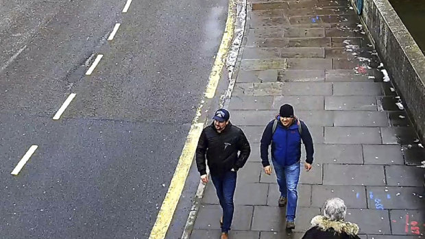 This still taken from CCTV shows Ruslan Boshirov and Alexander Petrov on Fisherton Road, Salisbury, England on March 4, 2018.