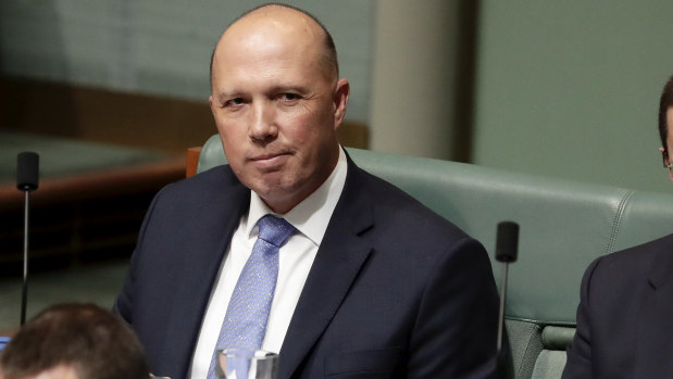 Former home affairs minister Peter Dutton on the backbench in question time on Wednesday.